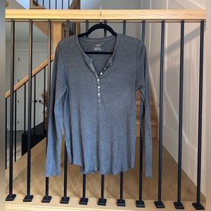 Aerie Distressed Henley Long Sleeve